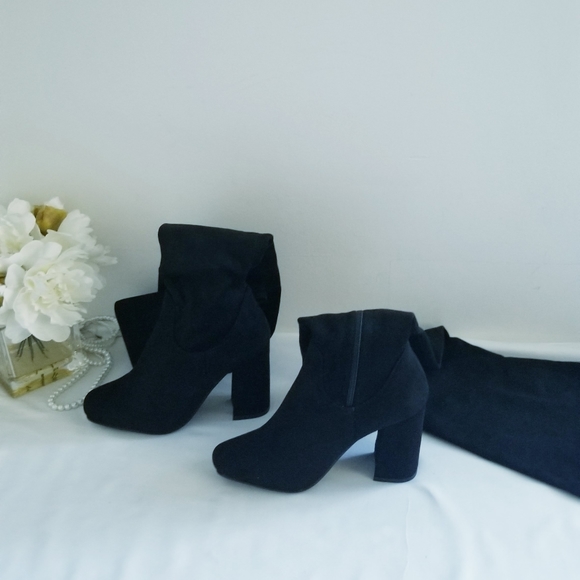 NWT Nature Breeze Elantra Black Suede Over The Knee Boots - Picture 7 of 15
